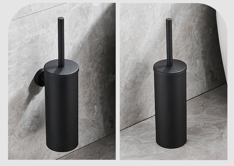 SteelClean Luxe Toiletborstel met Wandhouder – Zwart RVS Design