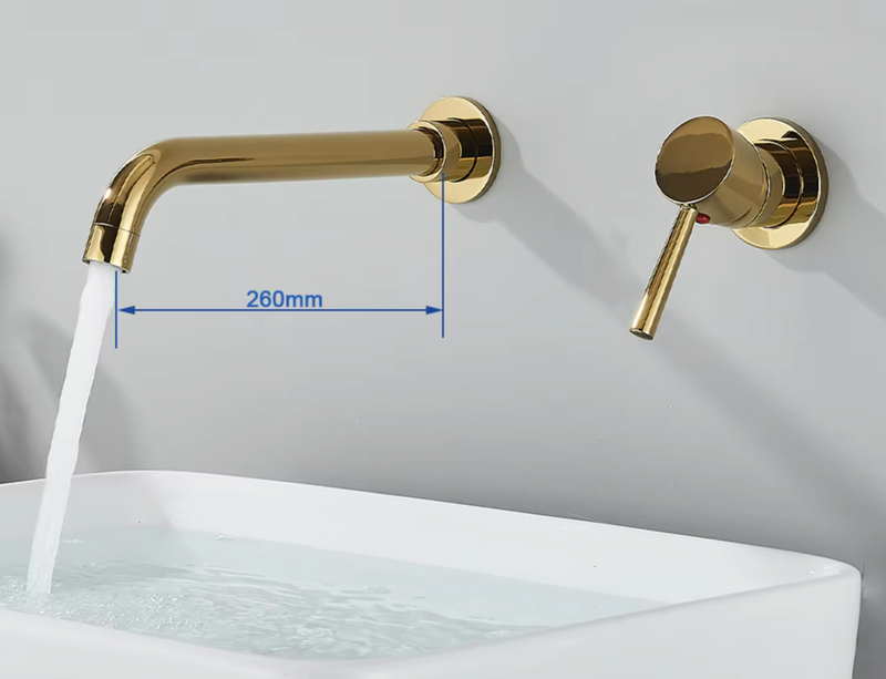 LuxaWall Elite – Inbouw Wastafelkraan in Geborsteld Goud