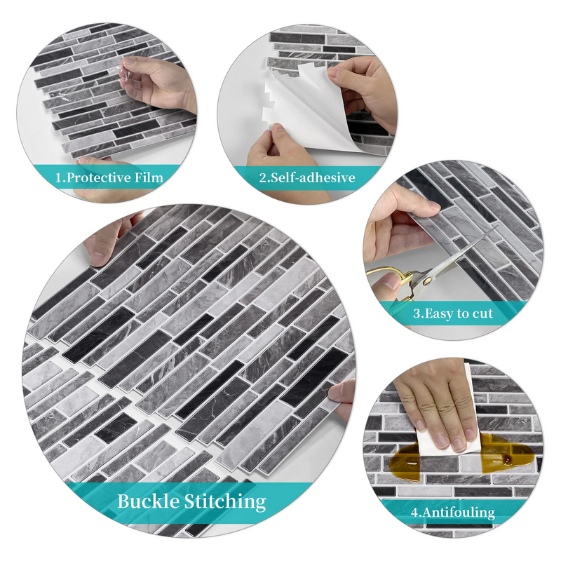 LuxeMarmer Zwart-Wit Marmerlook Wandstickers