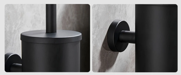 SteelClean Luxe Toiletborstel met Wandhouder – Zwart RVS Design