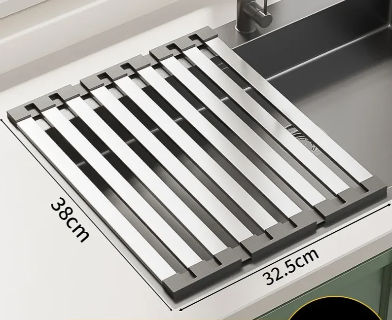 FlexiRack – Uitschuifbaar & Opvouwbaar 304 RVS Afdruiprek voor Spoelbak