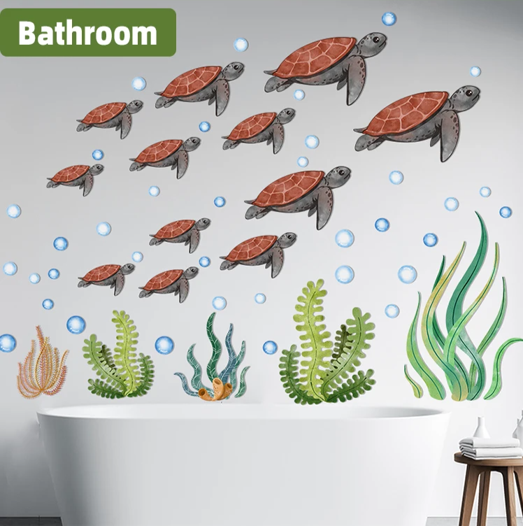 SeaWorld Oceaan Dieren Muurstickers – Onderwaterwereld Kinderkamer Decoratie met Schildpad, Dolfijn & Meer