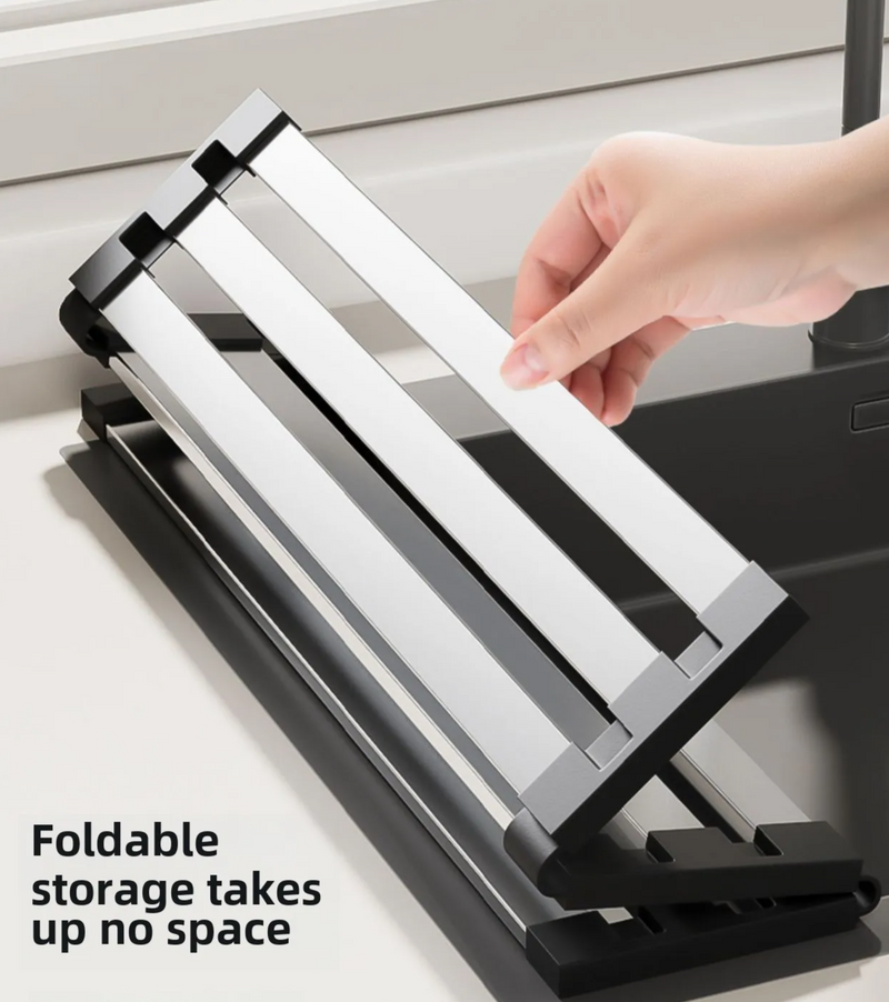 FlexiRack – Uitschuifbaar & Opvouwbaar 304 RVS Afdruiprek voor Spoelbak