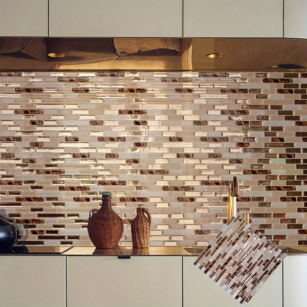 Golden Mosaic Luxe – Zelfklevende Wandtegels