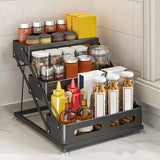 SpiceTower 3-laags Opvouwbaar Keukenrek – Metalen Kruidenrek & Hoek Organizer – Vrijstaand, Stevig & Stijlvol Zwart