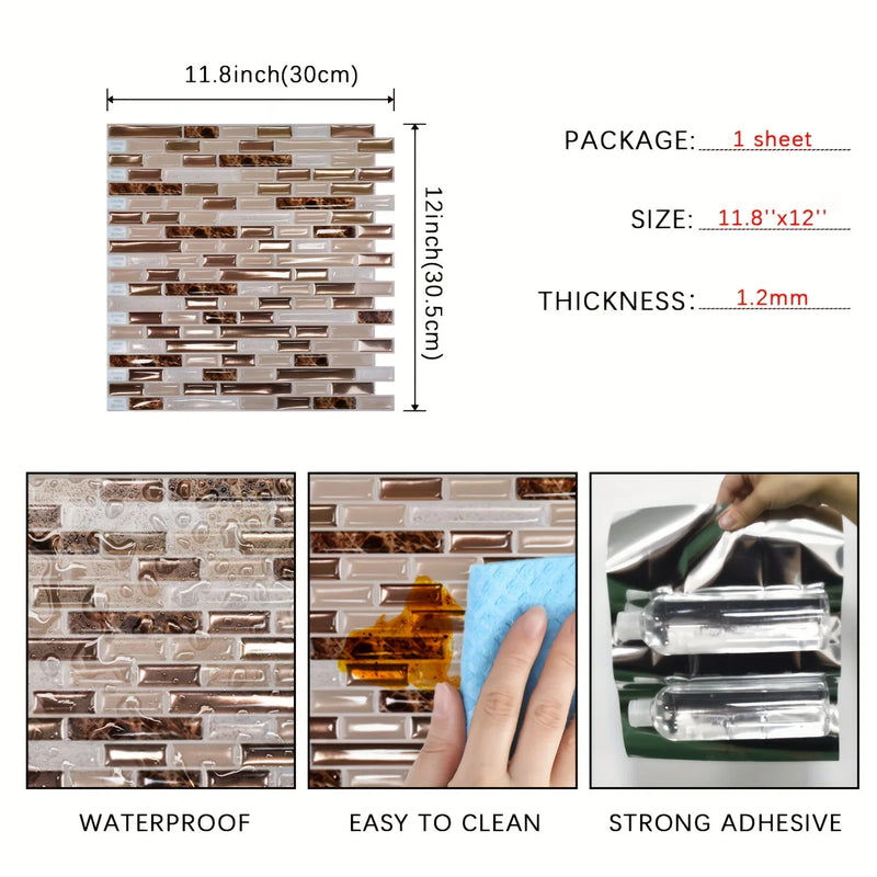 Golden Mosaic Luxe – Zelfklevende Wandtegels