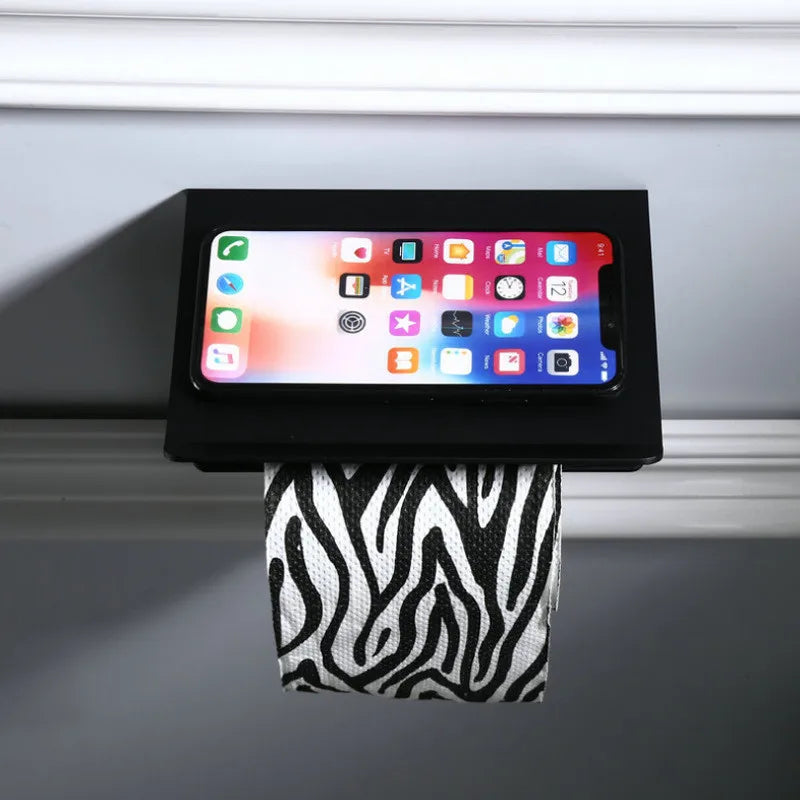 LuxuRoll Aluminium Toiletrolhouder met Telefoonplankje