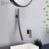 Wandgemonteerde Wastafelkraan – Donkere Afwerking | 2-Gats | Warm & Koud Water | Metaal