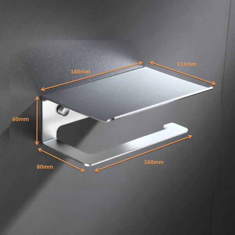 LuxuRoll Aluminium Toiletrolhouder met Telefoonplankje