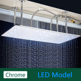 LED Regendouchekop met Temperatuurgevoelige Kleuren – Plafondmontage | 4 Installatiearmen | Vierkant | Chroom / Zwart / Geborsteld Nikkel