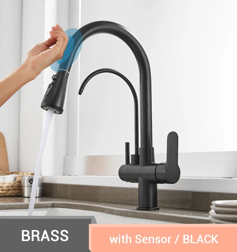 Touch Sensor Wastafelkraan – Uittrekbaar | Chroom | Dubbele Handgreep | Koud & Warm Water