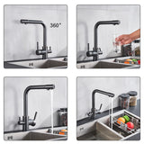 Keukenkraan met Filterfunctie – Enkel Handvat | Chroom/Zwart | Warm & Koud Water | Dekgemonteerd