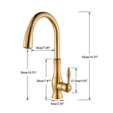 Gouden Keukenkraan met Uittrekbare Spuiter – Messing | Warm & Koud Water