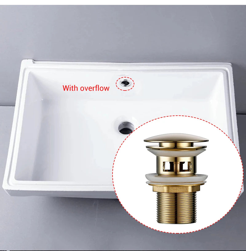 LuxDrain Pop-Up Afvoerplug – Stijlvolle Wastafel Stopper in Zwart, Goud en Rosé