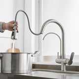 Touch Sensor Wastafelkraan – Uittrekbaar | Chroom | Dubbele Handgreep | Koud & Warm Water