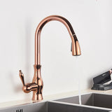 Gouden Keukenkraan met Uittrekbare Spuiter – Messing | Warm & Koud Water