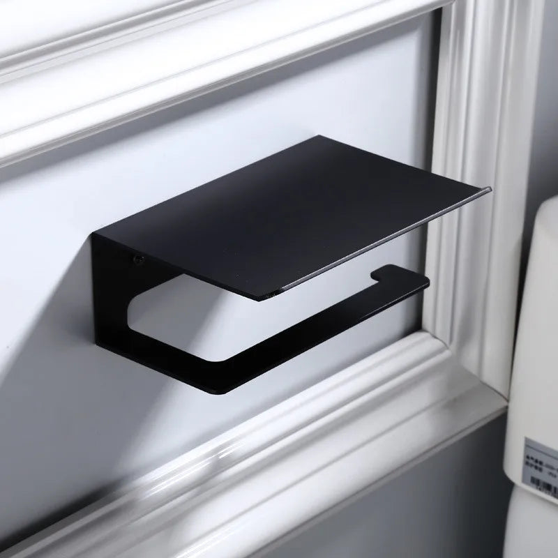 LuxuRoll Aluminium Toiletrolhouder met Telefoonplankje