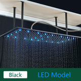 LED Regendouchekop met Temperatuurgevoelige Kleuren – Plafondmontage | 4 Installatiearmen | Vierkant | Chroom / Zwart / Geborsteld Nikkel