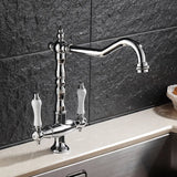 Bronskleurige Keukenkraan – Dubbele Hendel | Warm & Koud Water