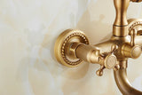 ZGRK Luxe Retro Douchekraan Set – Messing Wandmodel met Handdouche & Verlengde Uitloop