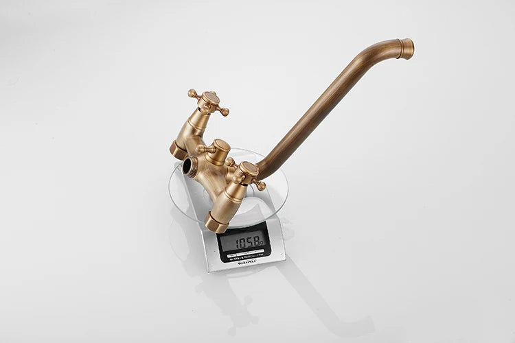 ZGRK Luxe Retro Douchekraan Set – Messing Wandmodel met Handdouche & Verlengde Uitloop