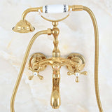 Luxe Gouden Messing Badkraan – Wandmontage met Handdouche