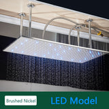 LED Regendouchekop met Temperatuurgevoelige Kleuren – Plafondmontage | 4 Installatiearmen | Vierkant | Chroom / Zwart / Geborsteld Nikkel