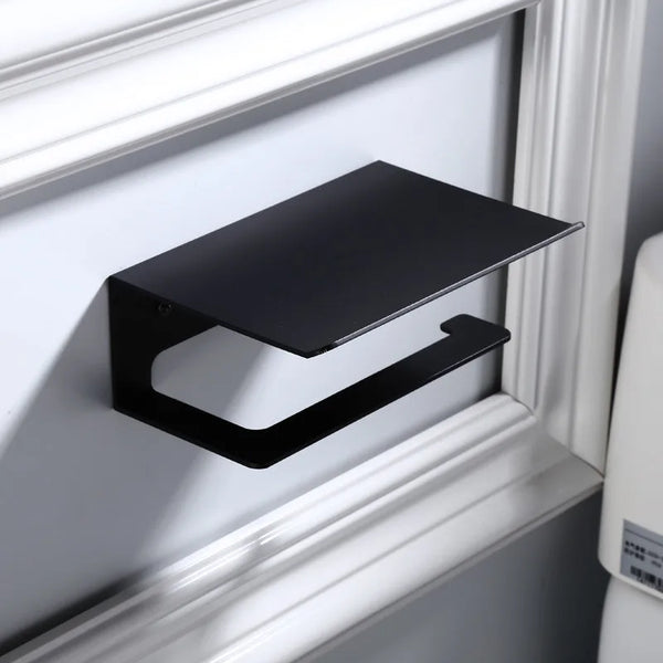 LuxuRoll Aluminium Toiletrolhouder met Telefoonplankje