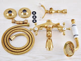 Luxe Gouden Messing Badkraan – Wandmontage met Handdouche