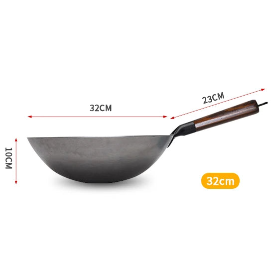 ForgePro – Handgesmede Pure IJzeren Wok met Houten Handvat