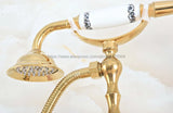 Luxe Gouden Messing Badkraan – Wandmontage met Handdouche