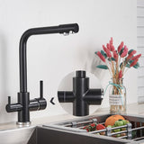 Keukenkraan met Filterfunctie – Enkel Handvat | Chroom/Zwart | Warm & Koud Water | Dekgemonteerd