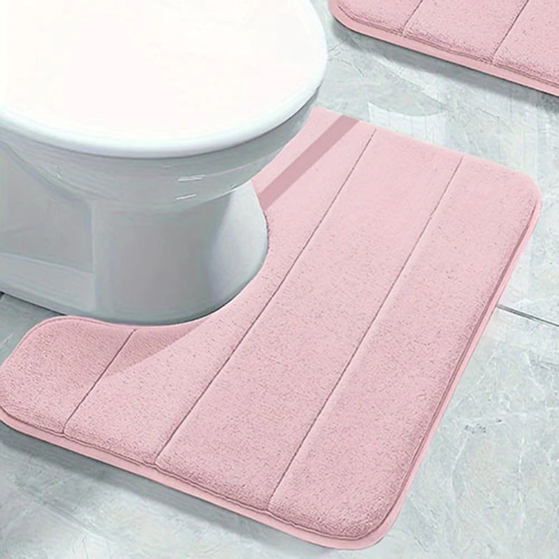 SoftStripe Badkamer Toilet U-mat – Absorberend & Antislip Microvezel Tapijt