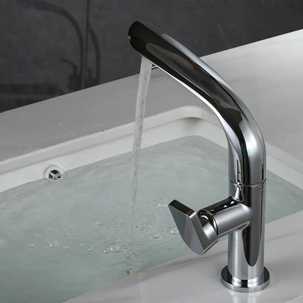 AquaLux Wastafelkraan – Draaibare Luxe Koud-Warm Kraan met Messing Behuizing