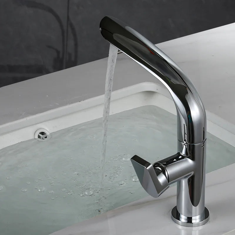 AquaLux Wastafelkraan – Draaibare Luxe Koud-Warm Kraan met Messing Behuizing