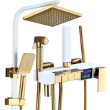 Thermostatische Doucheset – Geborsteld Goud | Messing & ABS | Verstelbare Hoogte | 20 Inch Vierkante Douchekop