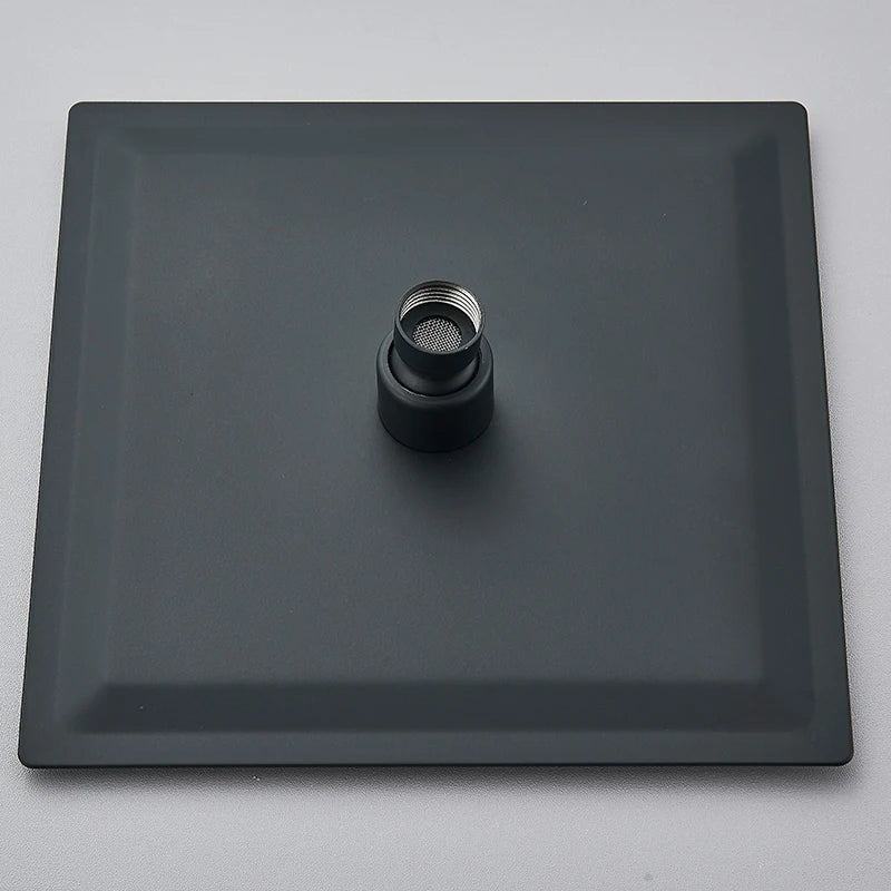 Vierkante Regendouchekop | Mat Zwart – Wand- & Plafondmontage | 360° Roteerbaar