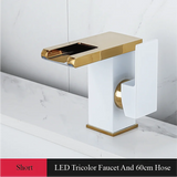 Wastafelkraan met Watervaluitloop – 2-Gats | Enkele Hendel | Keramisch Ventiel | Inclusief Slangen & Dekplaat