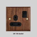 RetroLux Zwart Walnoot 1–4 Gang Wandschakelaar met Messing Toggle