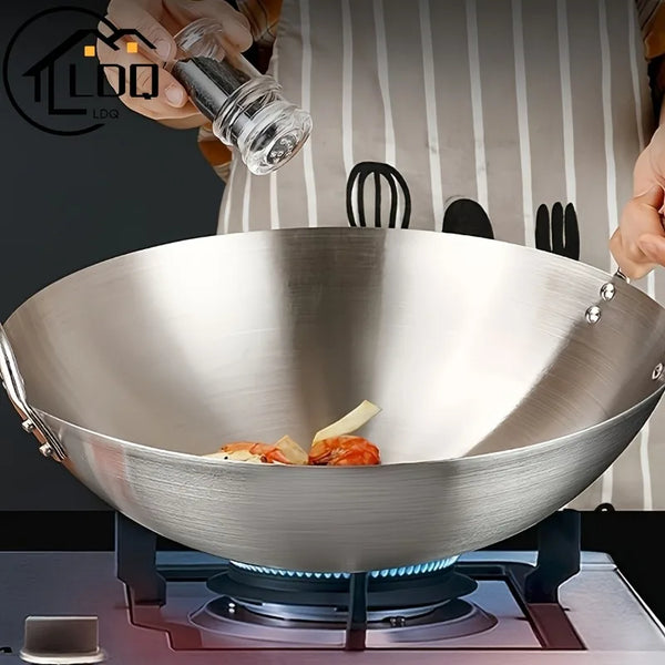 ChefMaster – Grote RVS Wokpan met Dubbele Handgrepen