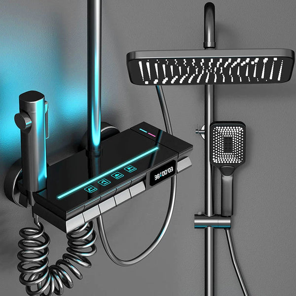 AquaLumen Luxe LED Douchepaneel met Digitale Display