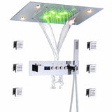 Thermostatische Douchekraan met LED Display – Ingebouwde Smart Functie | Vierkante Douchestraal | Messing | Zwart