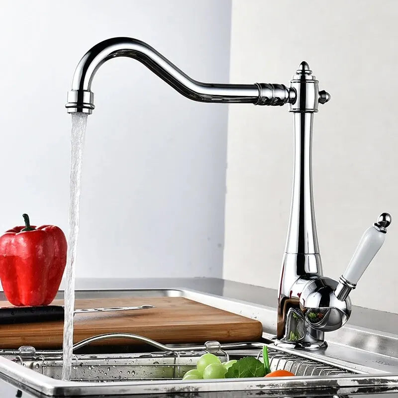 Klassieke Mengkraan | Geborsteld Nikkel | Warm & Koud Water | Enkel Handvat