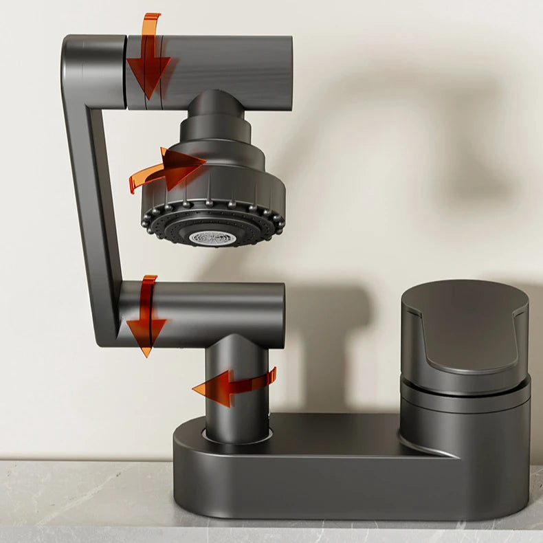AquaTwist Duo-Flex Wastafelmengkraan – 360° Draaiende Tweegatskraan voor Warm & Koud Water