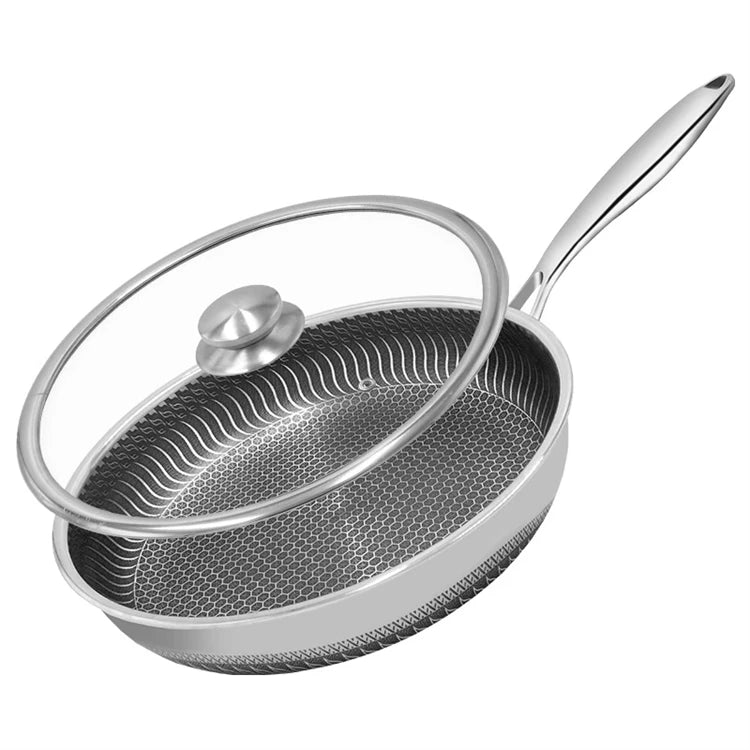 ChefMaster – RVS Non-Stick Honingraat Koekenpan met Glazen Deksel