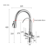 Vrijstaande Keukenkraan – Dubbele Handgreep | Geborsteld RVS | Warm & Koud Water