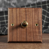 RetroLux Zwart Walnoot 1–4 Gang Wandschakelaar met Messing Toggle