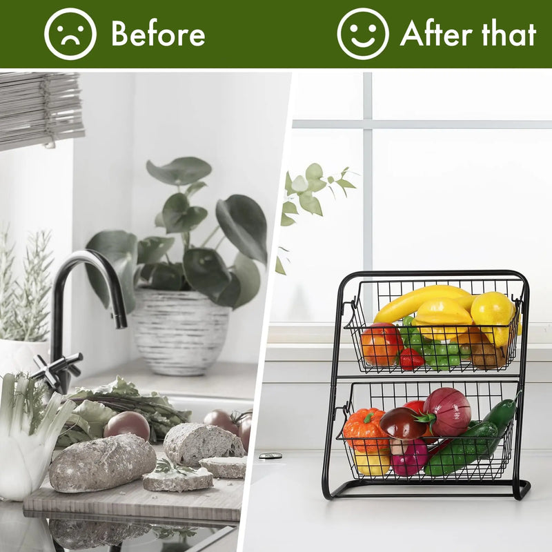 StackEase Dubbele Metalen Fruitmand