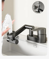 AquaTwist Duo-Flex Wastafelmengkraan – 360° Draaiende Tweegatskraan voor Warm & Koud Water