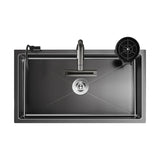 Luxe Waterval Keukenspoelbak – Zwart RVS | Enkelbak | Onderbouw | Inclusief Kraan & Zeepdispenser